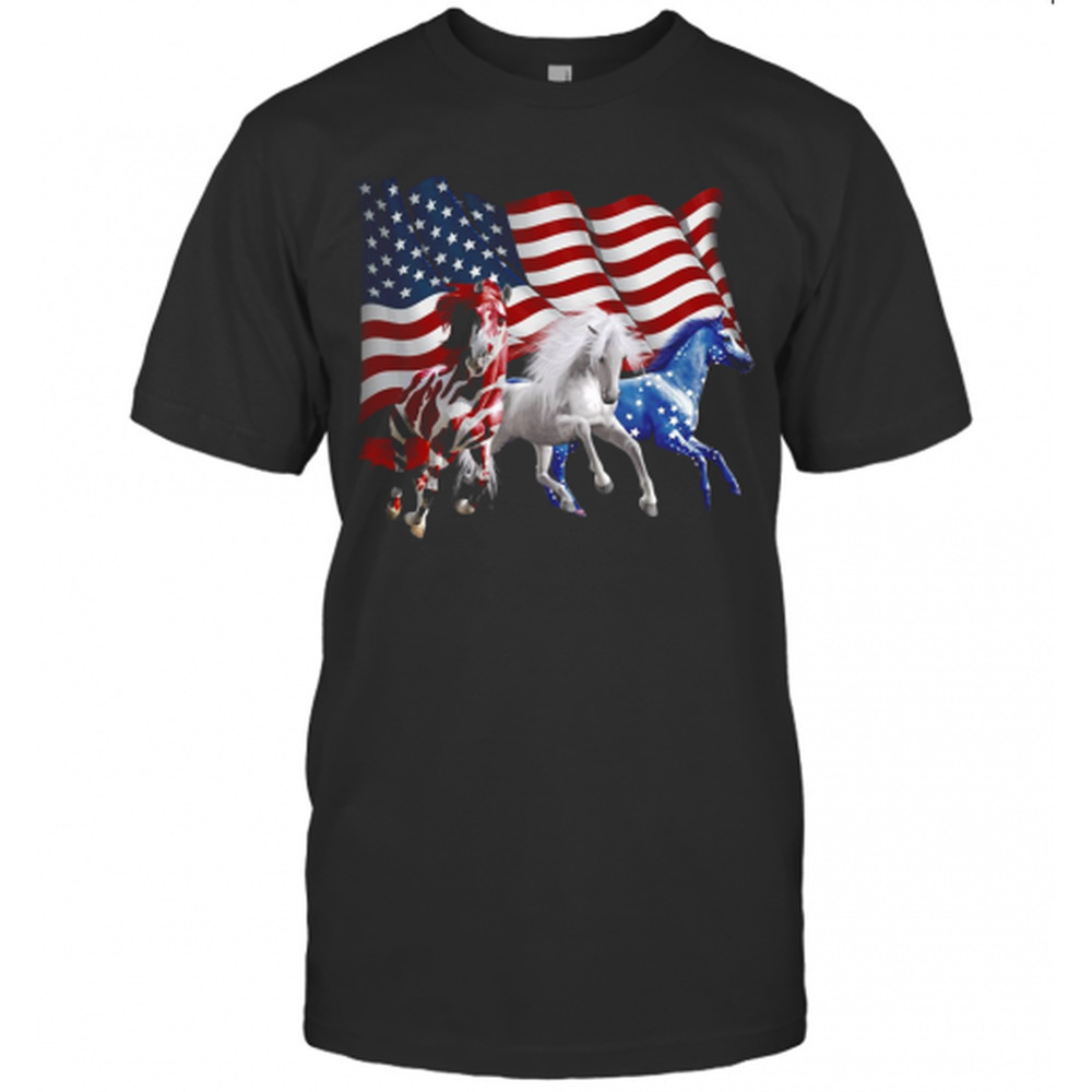 Horse American Flag T-Shirt - Picture 1 of 4